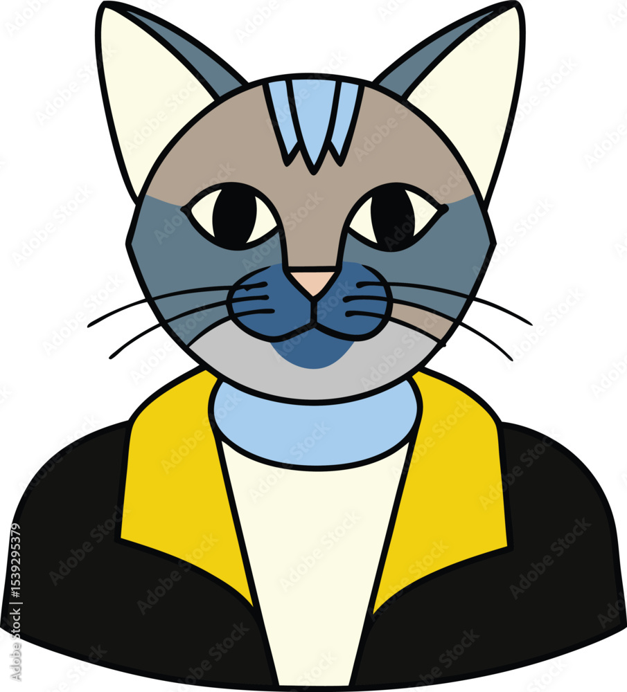 Obraz premium Stylish Cat Illustration A Cool and Fashionable Feline Design