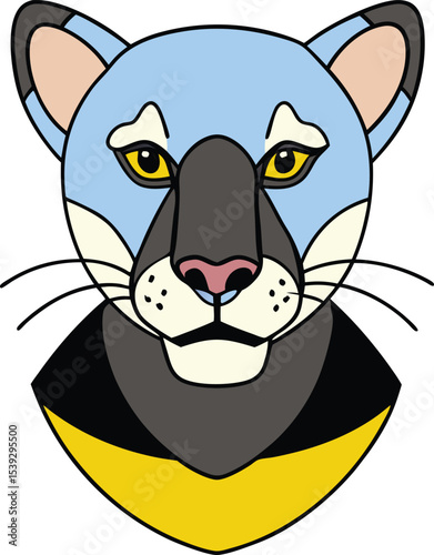 Majestic Cougar Portrait A Stunning Illustration of a Blue and Gray Cougar