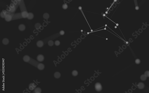 Fototapeta Naklejka Na Ścianę i Meble -  Abstract background. Molecules technology with polygonal shapes, connecting dots and lines. Connection structure. Big data visualization.