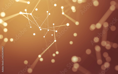 Fototapeta Naklejka Na Ścianę i Meble -  Abstract background. Molecules technology with polygonal shapes, connecting dots and lines. Connection structure. Big data visualization.