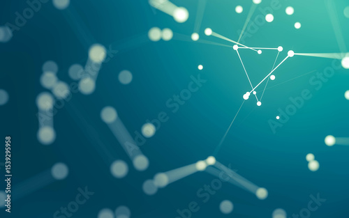 Fototapeta Naklejka Na Ścianę i Meble -  Abstract background. Molecules technology with polygonal shapes, connecting dots and lines. Connection structure. Big data visualization.