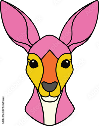 Geometric Pink Kangaroo Illustration Vibrant, Modern Animal Art