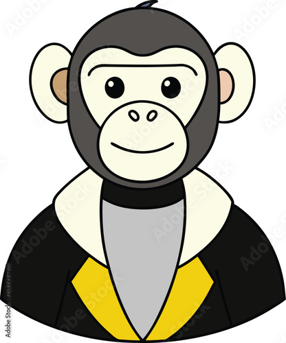 Charming Chimpanzee Cartoon Illustration A Friendly Primate Avatar