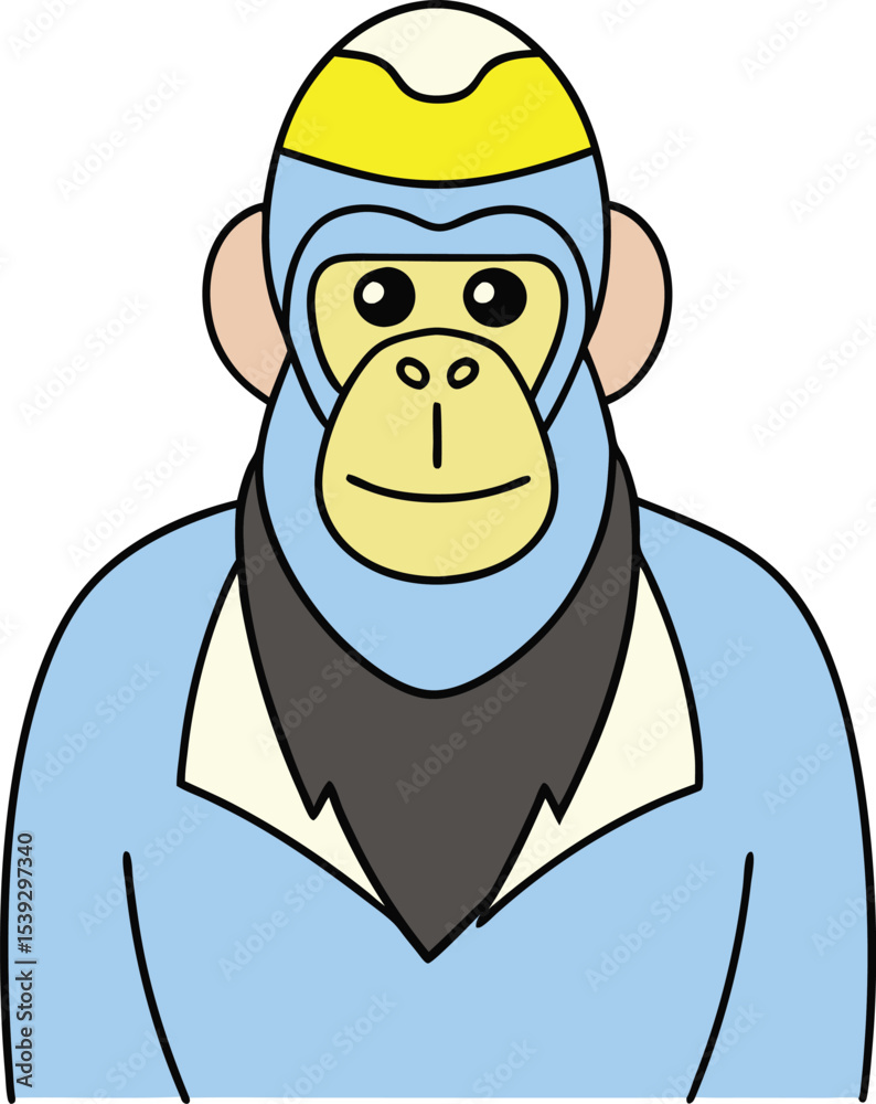Adorable Cartoon Chimpanzee Illustration  A Cute Primate in a Stylish Outfit