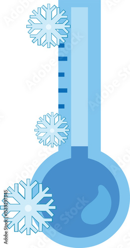 vector illustration thermometer with frosts in the concept of cold weather and winter