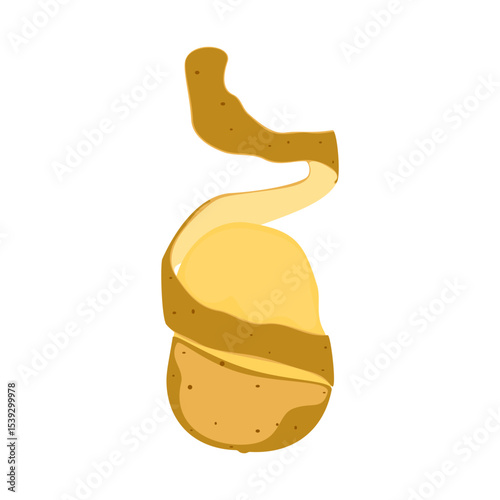 Potato head, fresh potato peeled into spiral shape, delicious, fun and crunchy street snack. Vector illustration suitable for fast food menu or other menu, isolated on white background.