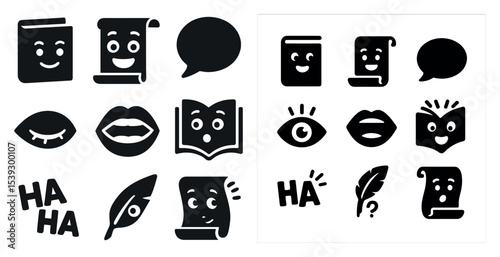 Communication and expression icons set – solid, filled, chat and language symbols