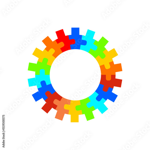 Colorful puzzle gear vector isolated on white background.	