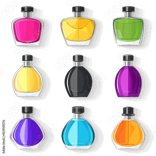 set of perfume bottles illustration 