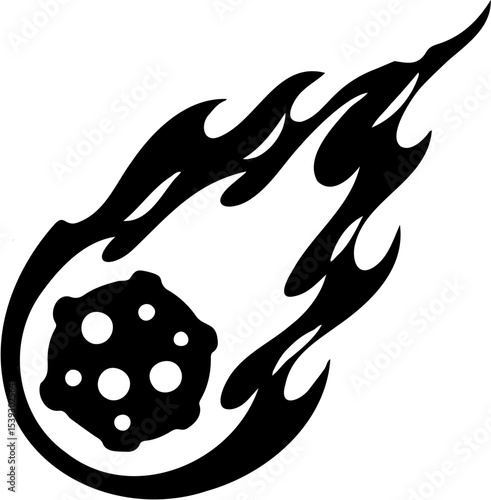 vector illustration of falling meteor silhouette, isolated on white