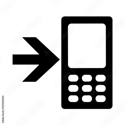 Mobile Phone with Rightwards Arrow at Left