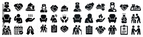 Healthcare silhouette icons set – medical, solid, wellness symbols
