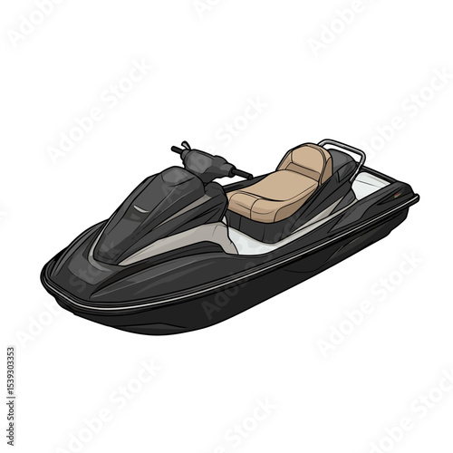 Black jet ski isolated 