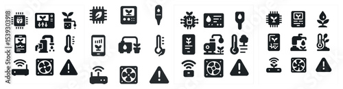 Smart agriculture icons set – solid, filled, farming and technology symbols