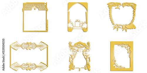 Golden vintage coat of arms with a crown, a regal symbol for holiday and celebration card designs, featuring an ornate flower pattern illustration with a textured border frame