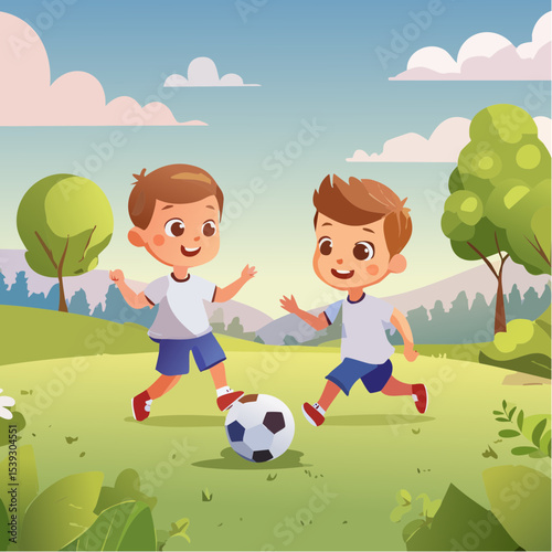 Vector Images of Summer Fun Activities:  Little Boys 23