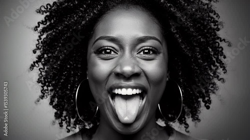 Playful Black and White Portrait of a Woman