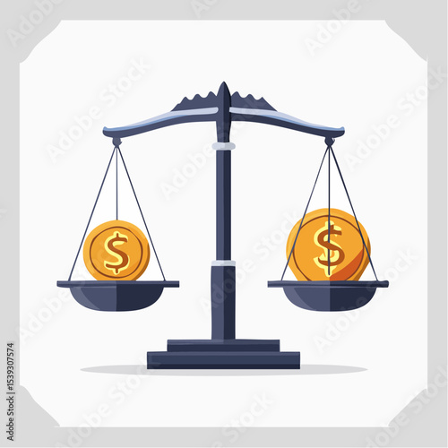 A balanced scale with debt on one side and savings on the other, showing financial choices and responsibility.