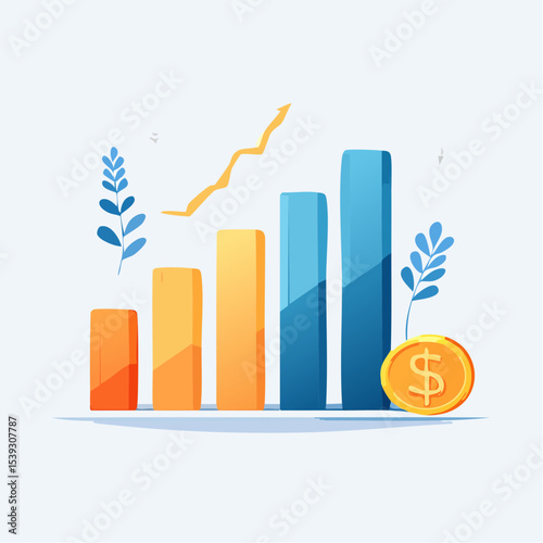 A minimal chart comparing income and expenses with bars, representing budget planning and financial overview.