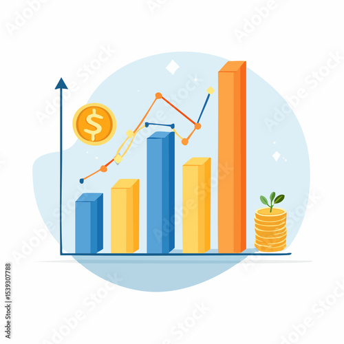 A minimal chart comparing income and expenses with bars, representing budget planning and financial overview.