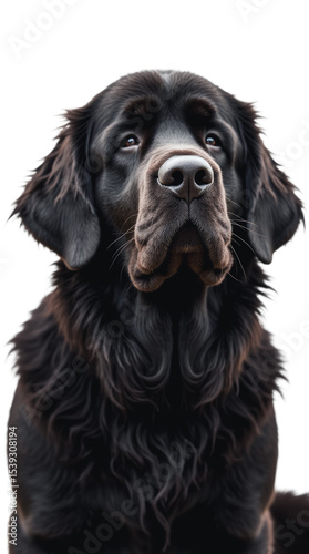 Newfoundland Dog – Gentle Benevolent Eyes and Attentive Gaze – Close-Up Portrait