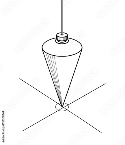 Precise Plumb Bob and String Line Illustration in Black