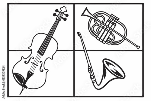 Orchestra instruments cello french horn alto saxophone