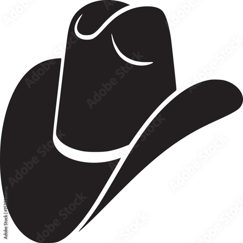 A graphic illustration of a black cowboy hat with white trim on a white background image design