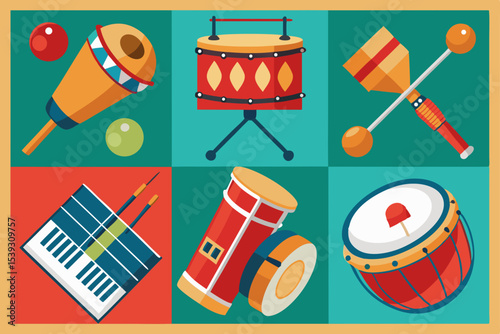 Collection of diverse percussion instruments
