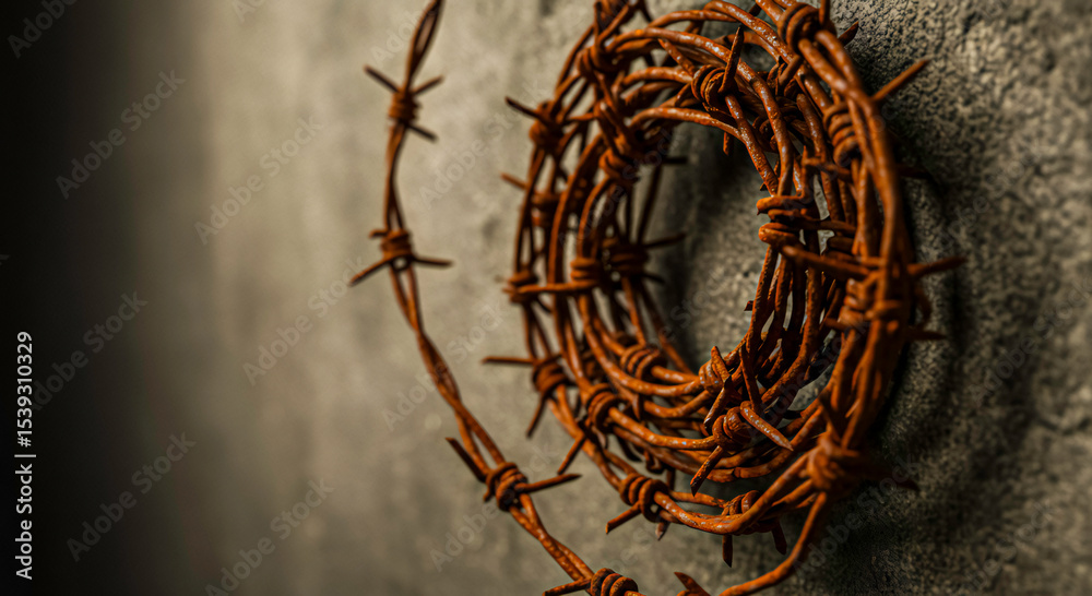 Fototapeta premium Barbed Wire Detail Close-Up 
