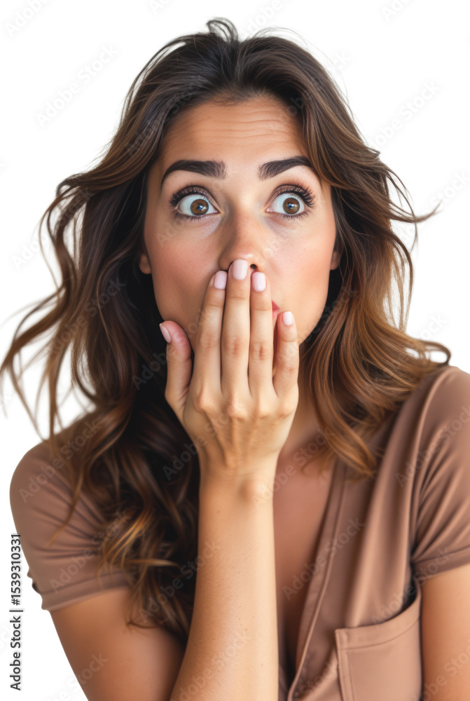 Cinematic Intensity in a Shocked Latina Woman Portrait, Close-Up of a Surprised and Emotional Face Cinematic Intensity in a Shocked Latina Woman Portrait, Close-Up of a Surprised and Emotional Face