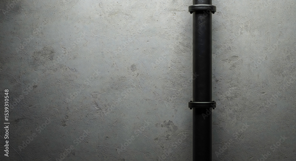 Black Metal Pipe on Concrete Wall Black Metal Pipe on Concrete Wall