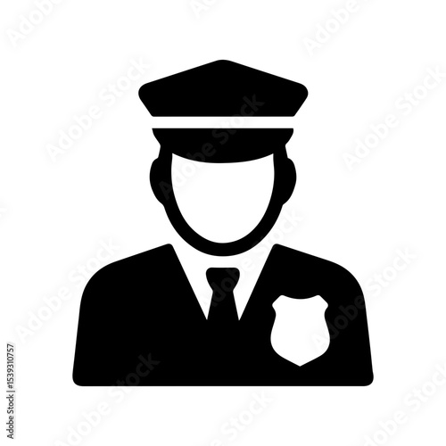 Security officer or airline pilot icon professional uniformed personnel with badge or pilot hat transparent background
