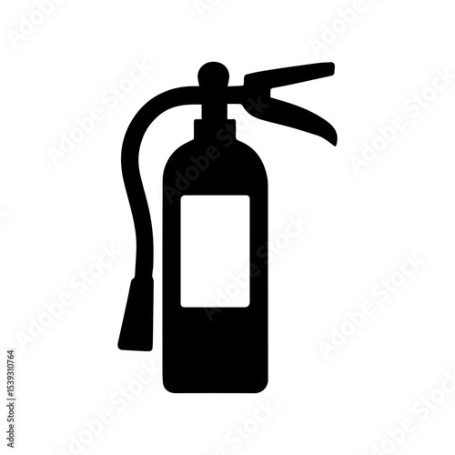 Fire extinguisher icon safety equipment for fire prevention and emergency response with hose and handle transparent background

