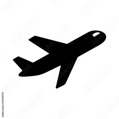 Airplane taking off icon representing commercial aircraft ascending from departure terminals and airport runway transparent background
