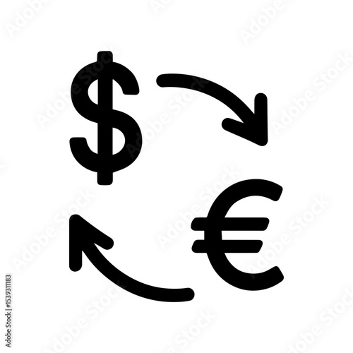 Currency exchange foreign money conversion icon with transparent background
