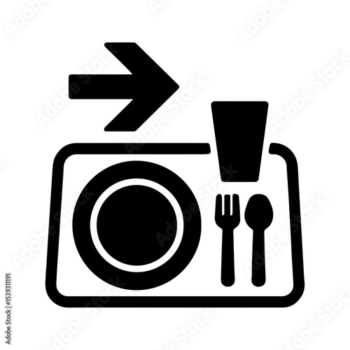 Food tray return icon at food court or restaurant with transparent background

