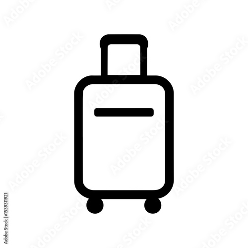 Carry on bag icon with travel suitcase and handle for airline cabin luggage and personal carryon transparent background
