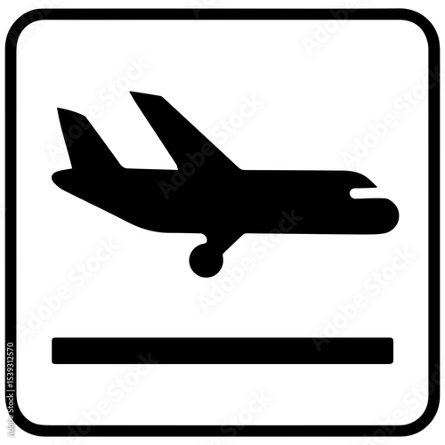Airplane landing icon representing commercial aircraft descending for arrival terminals and airport landing transparent background
