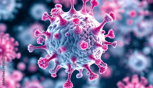 Microscopic View of Coronavirus A Detailed 3D Render