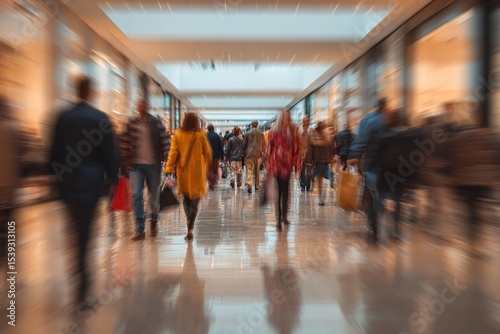 Abstract blur of people in shopping mall. High quality