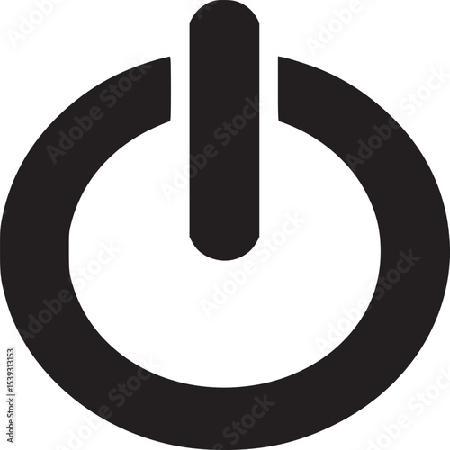 Isolated black power symbol on a white background indicating on off switch and energy control usage