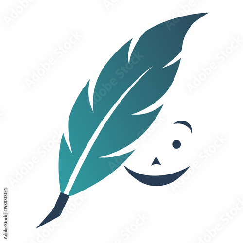 Happy quill pen writing icon design