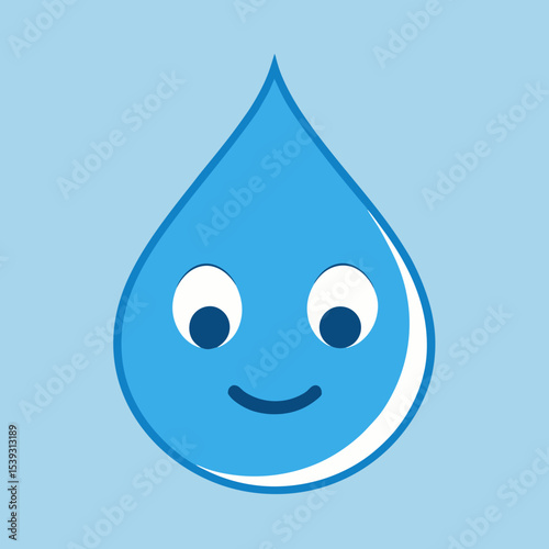 Happy water drop cartoon illustration