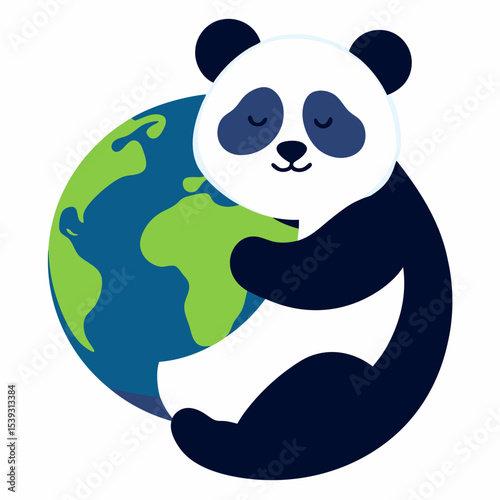 Adorable panda gently embracing the earth