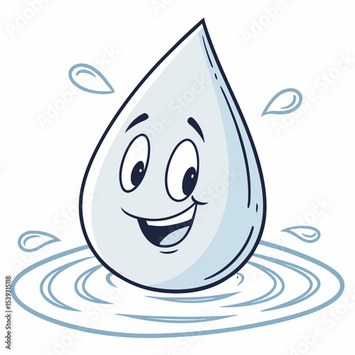 Happy water drop cartoon illustration