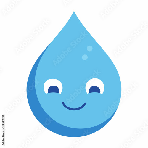 Happy blue water drop cartoon illustration