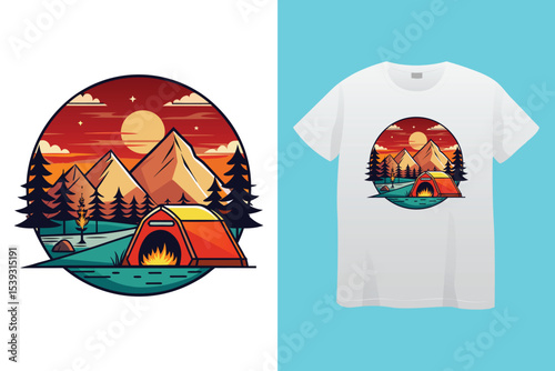 Campfire art design vector. Campfire t-shirt design. bonfire with flame for camping t-shirt print