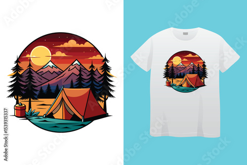 Campfire art design vector. Campfire t-shirt design. bonfire with flame for camping t-shirt print