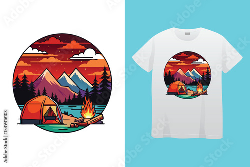 Campfire art design vector. Campfire t-shirt design. bonfire with flame for camping t-shirt print